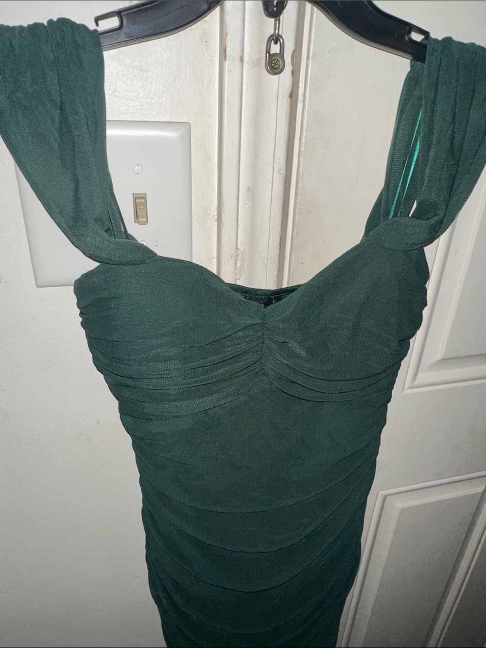 Windsor Dark Green Ruched Maxi Dress L. P2P 15 super stretch PTP 18